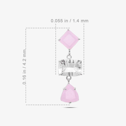 Multicut Pink Stone Long Silver Earrings - Tweov Jewels