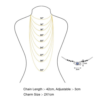 Black Beads Silver Evil Eye Mangalsutra for Women - Tweov Jewels