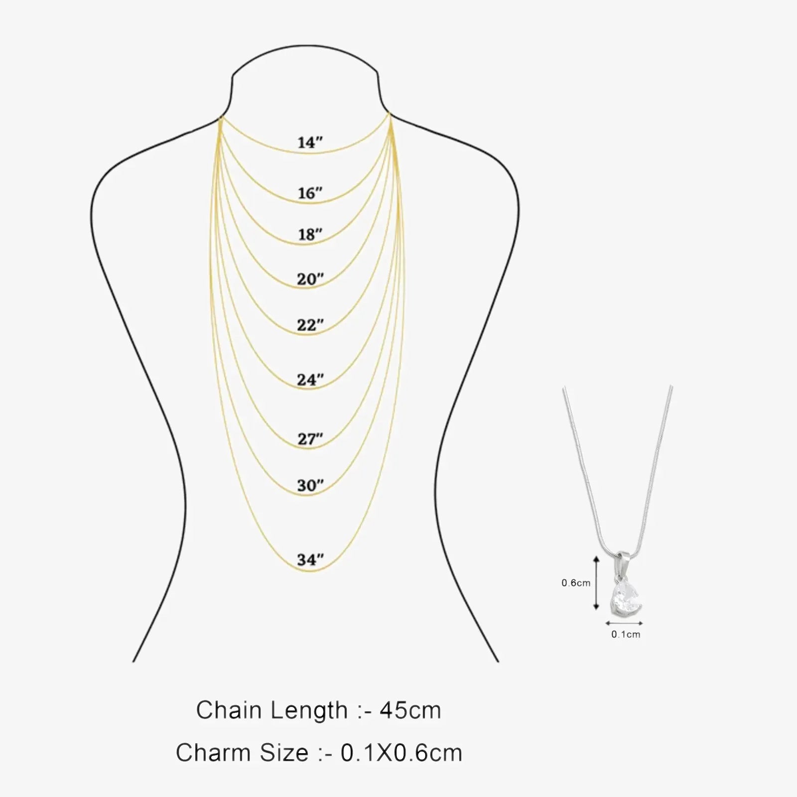 CZ Teardrop Pendant Chain for Women