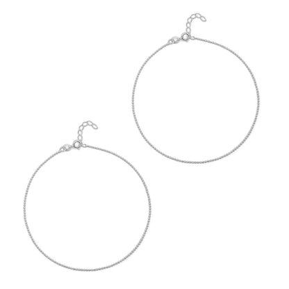 Simple Ball Beads Silver Anklet