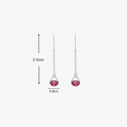 Pure Silver Earrings - Dazzling Ruby Silver Drop Model - Tweov Jewels