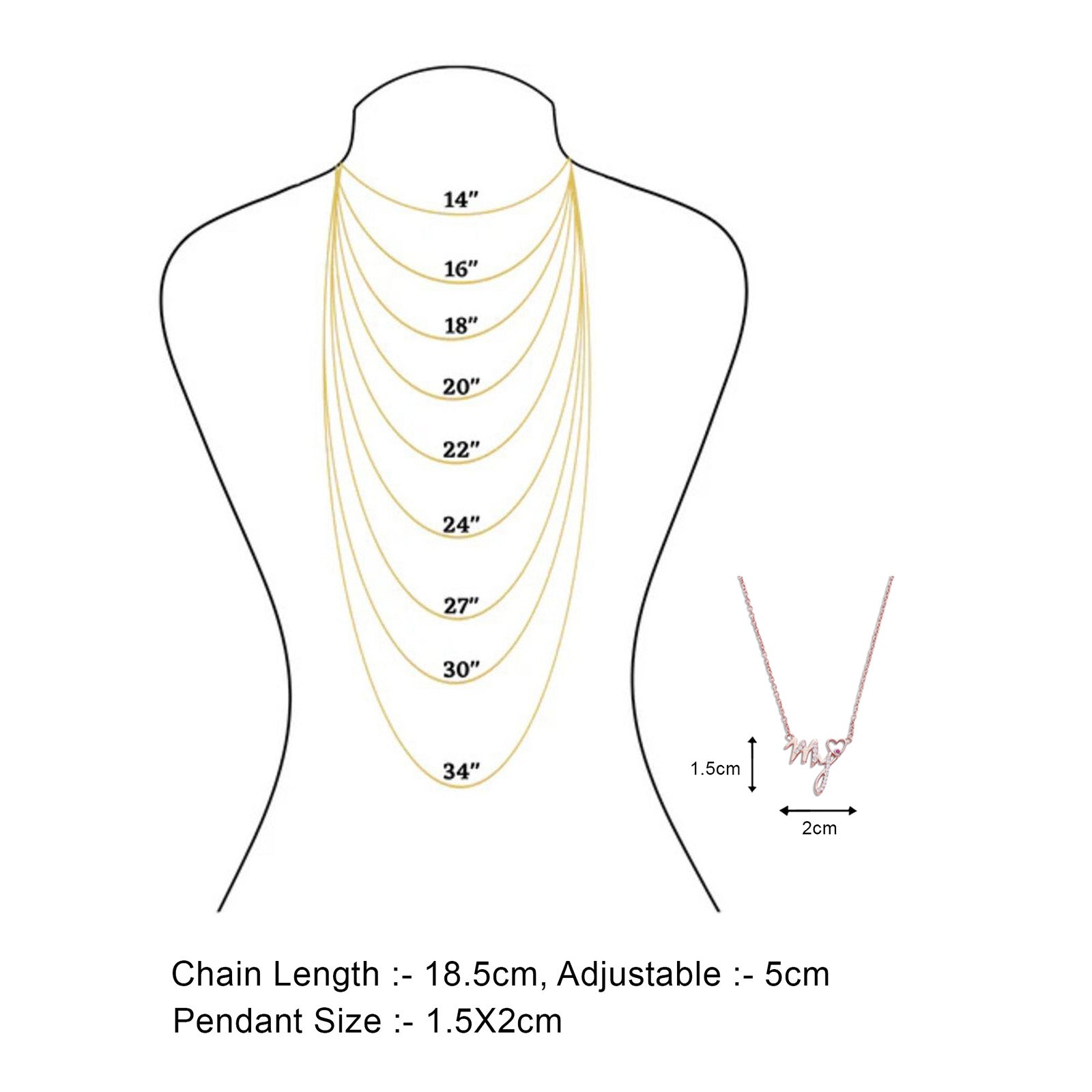 Pure Rose Gold Plated Silver Necklace - My Sweetheart Stone Charm - Tweov Jewels