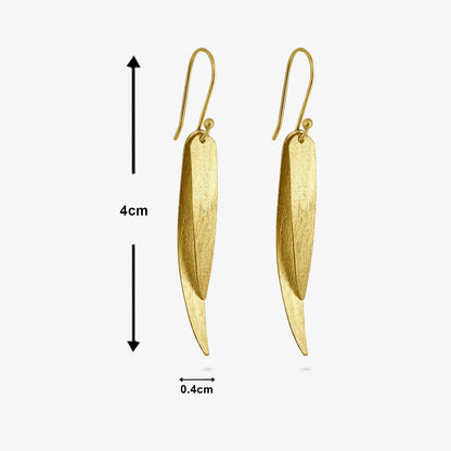Pure Silver Earrings - Sleek Feather With Gold Plated - Tweov Jewels