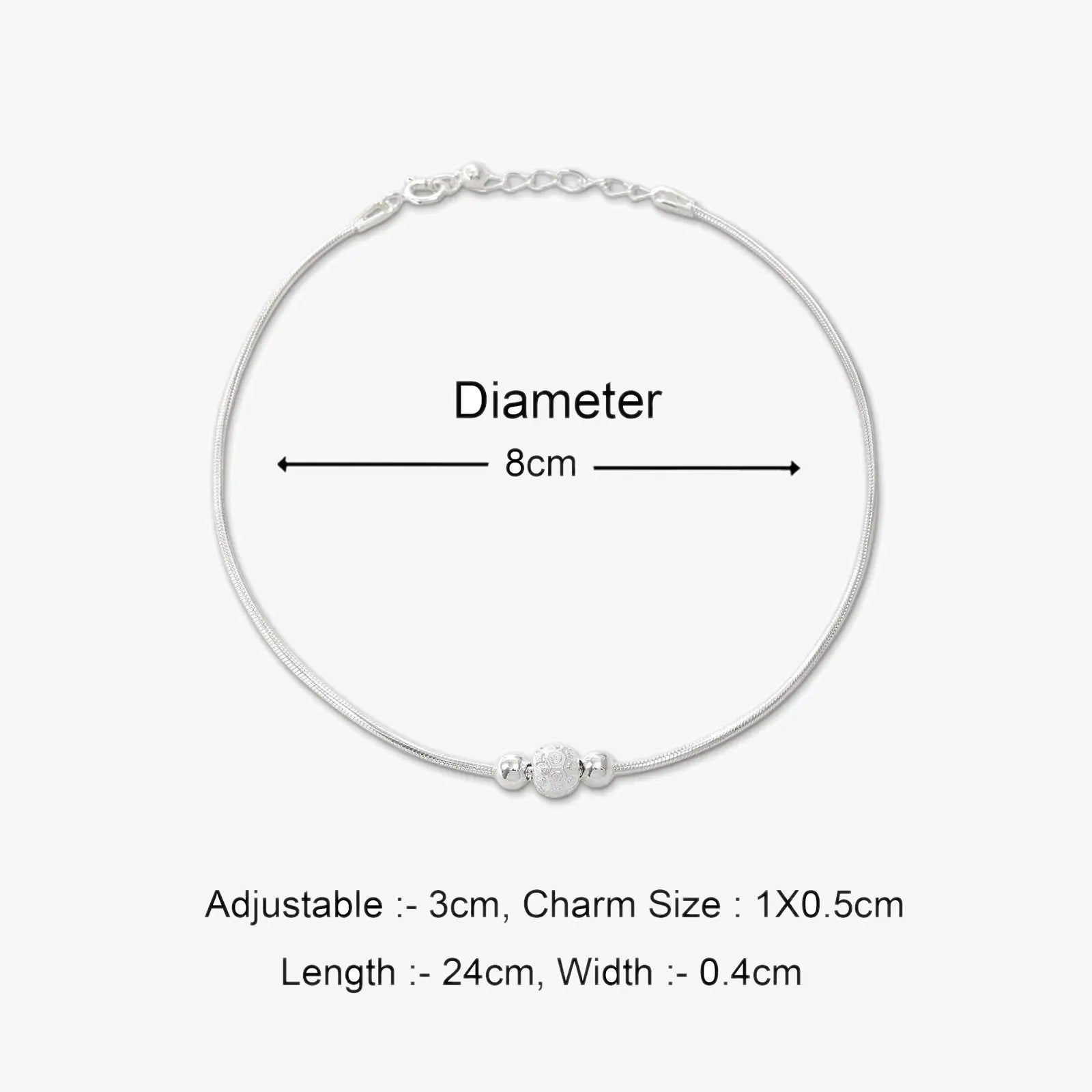 Ball Beaded Thin Silver Chain Anklet for Women - Tweov Jewels