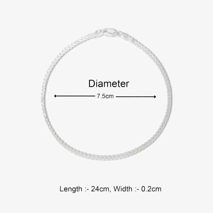 Thin Silver Rope Chain Anklet for Women - Tweov Jewels