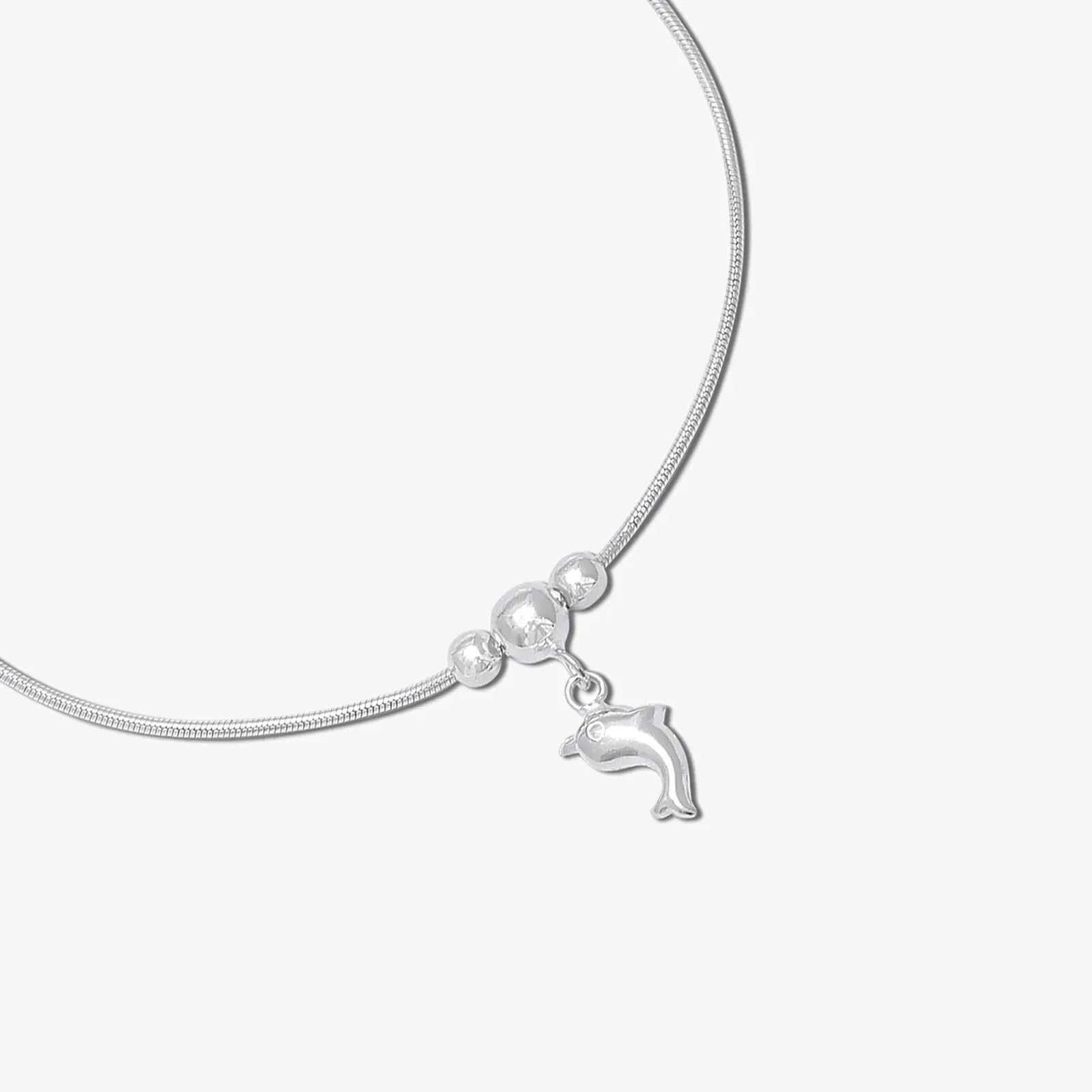 Dolphin Design Silver Chain Anklet - Tweov Jewels