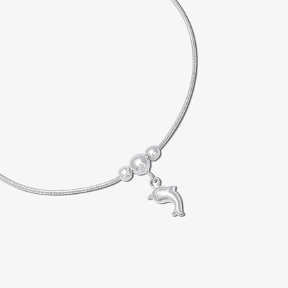 Dolphin Design Silver Chain Anklet - Tweov Jewels