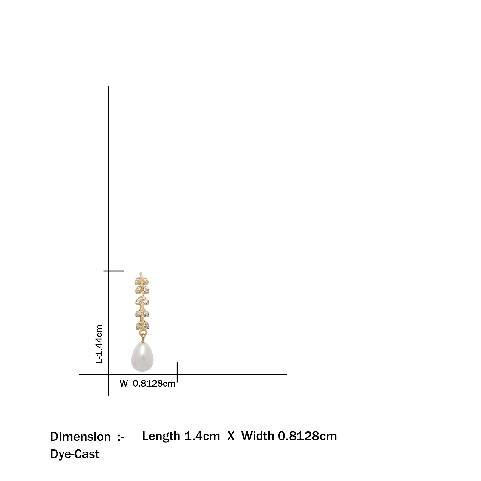 Gold Plated CZ Long Silver Pearl Earrings