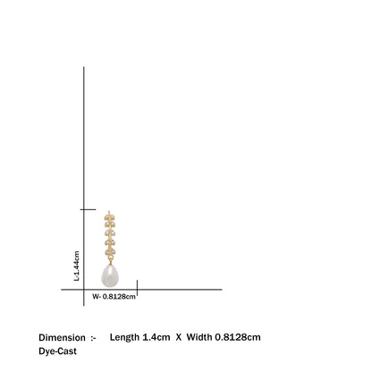 Gold Plated CZ Long Silver Pearl Earrings