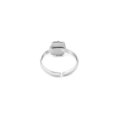 Silver Blue Stone Floral Shaped Toe Ring