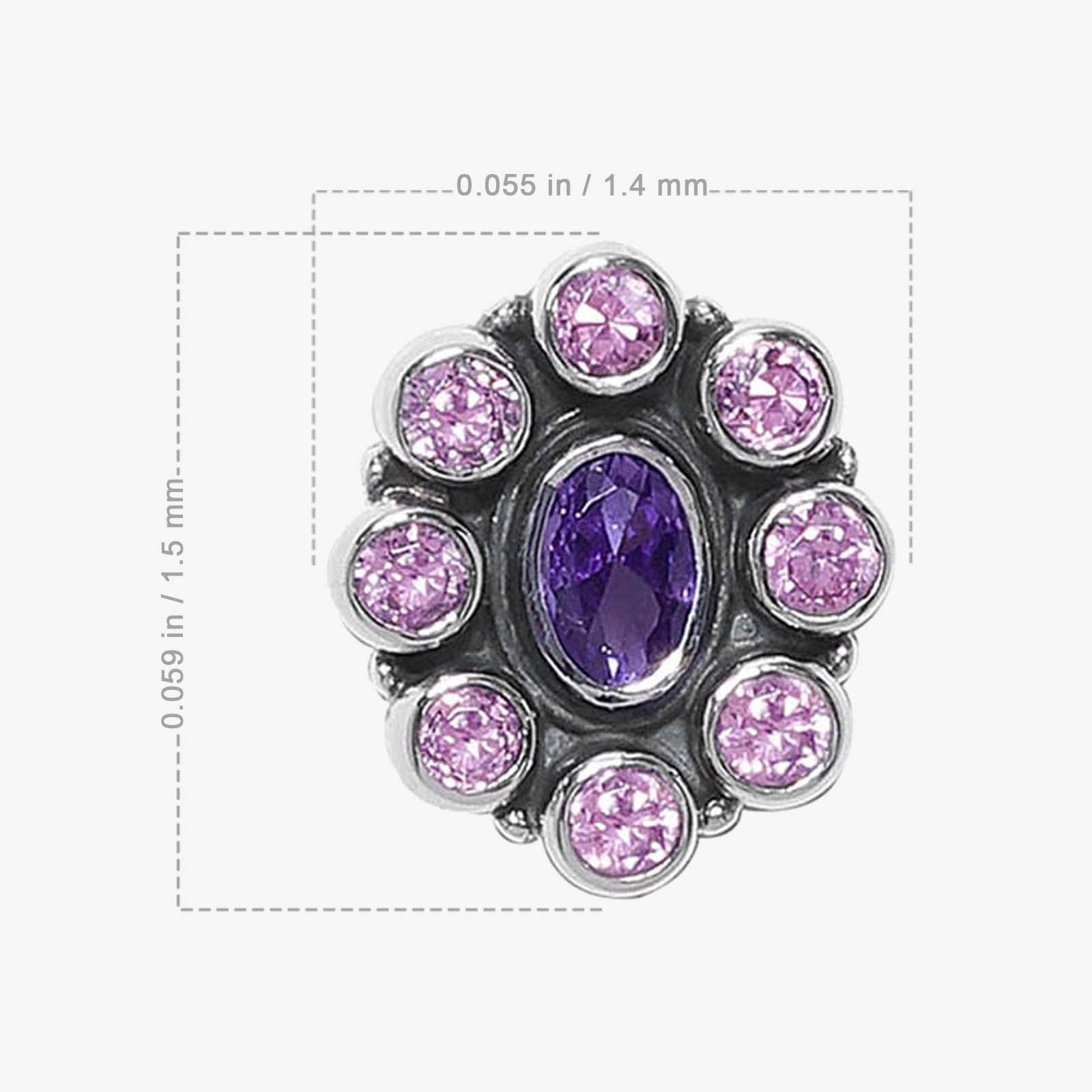 Oxidized Oval Purple Stone Studded Silver Stud - Tweov Jewels