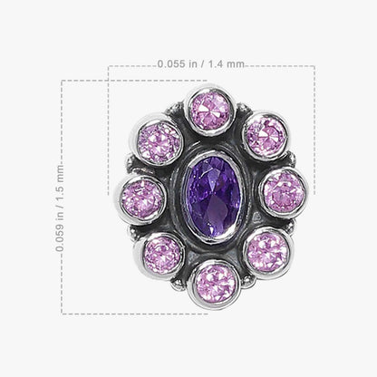 Oxidized Oval Purple Stone Studded Silver Stud - Tweov Jewels