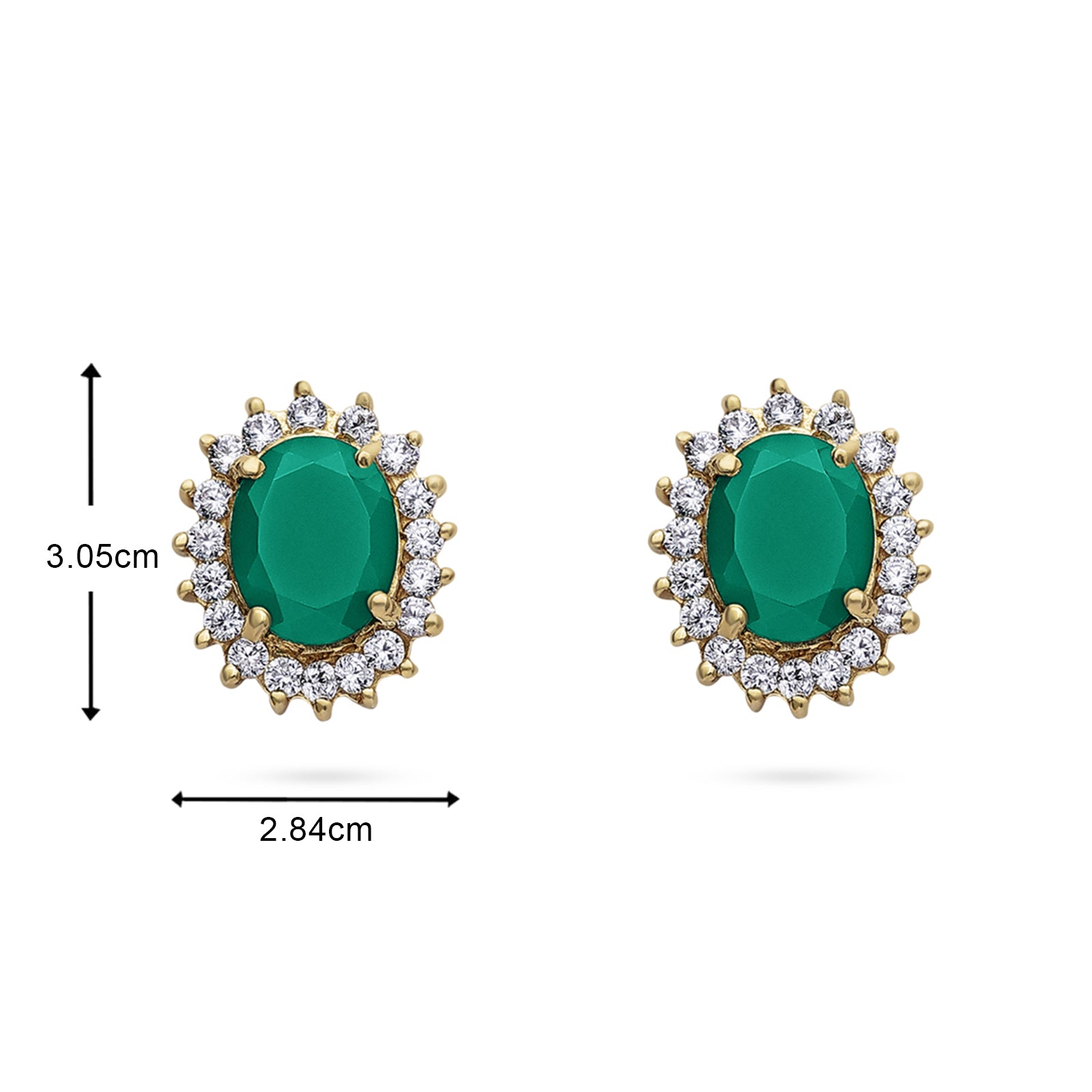 Pure Silver Jewellery Sets - Royal Emerald Earrings With CZ Pendant Set - Tweov Jewels