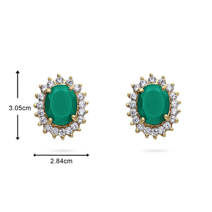 Pure Silver Jewellery Sets - Royal Emerald Earrings With CZ Pendant Set - Tweov Jewels