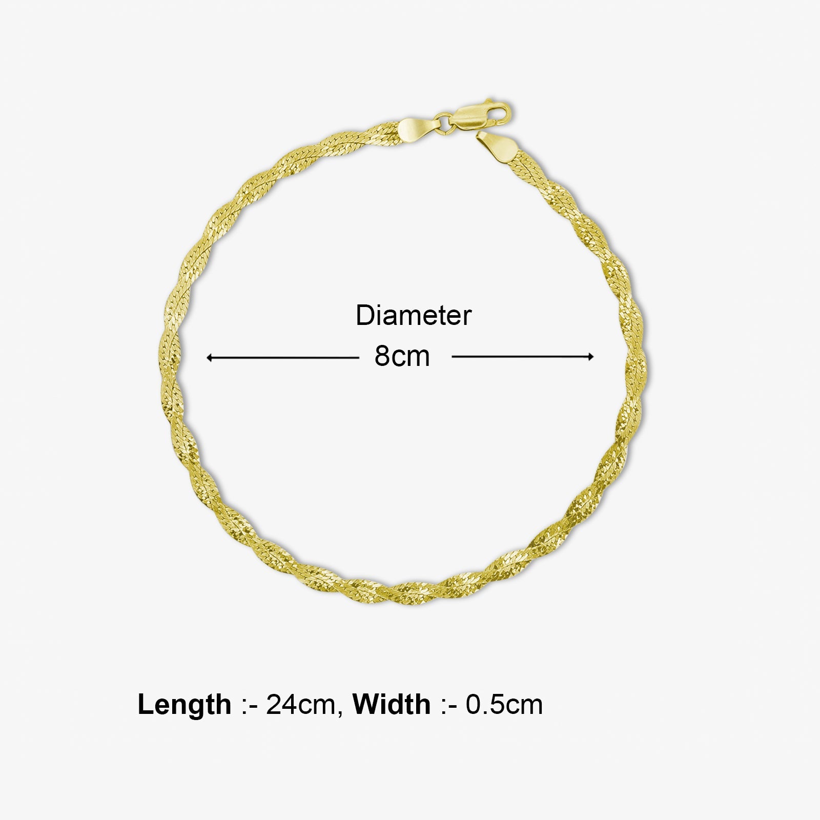 Gold Plated Twisted Silver Snake Chain Anklet - Tweov Jewels