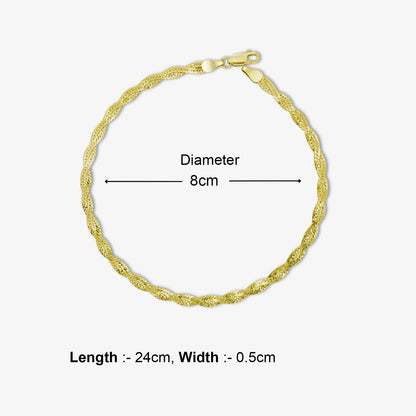 Gold Plated Twisted Silver Snake Chain Anklet - Tweov Jewels