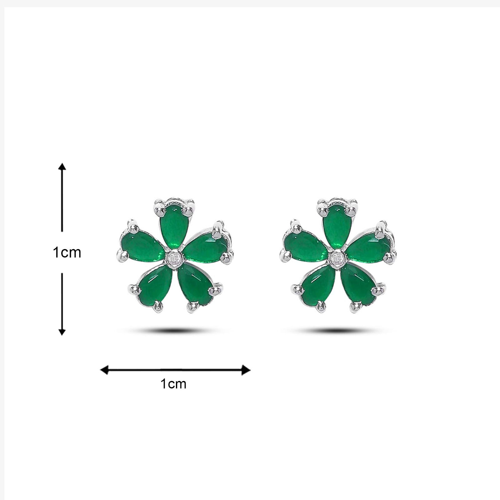Floral Green Silver Stud Earrings - Tweov Jewels