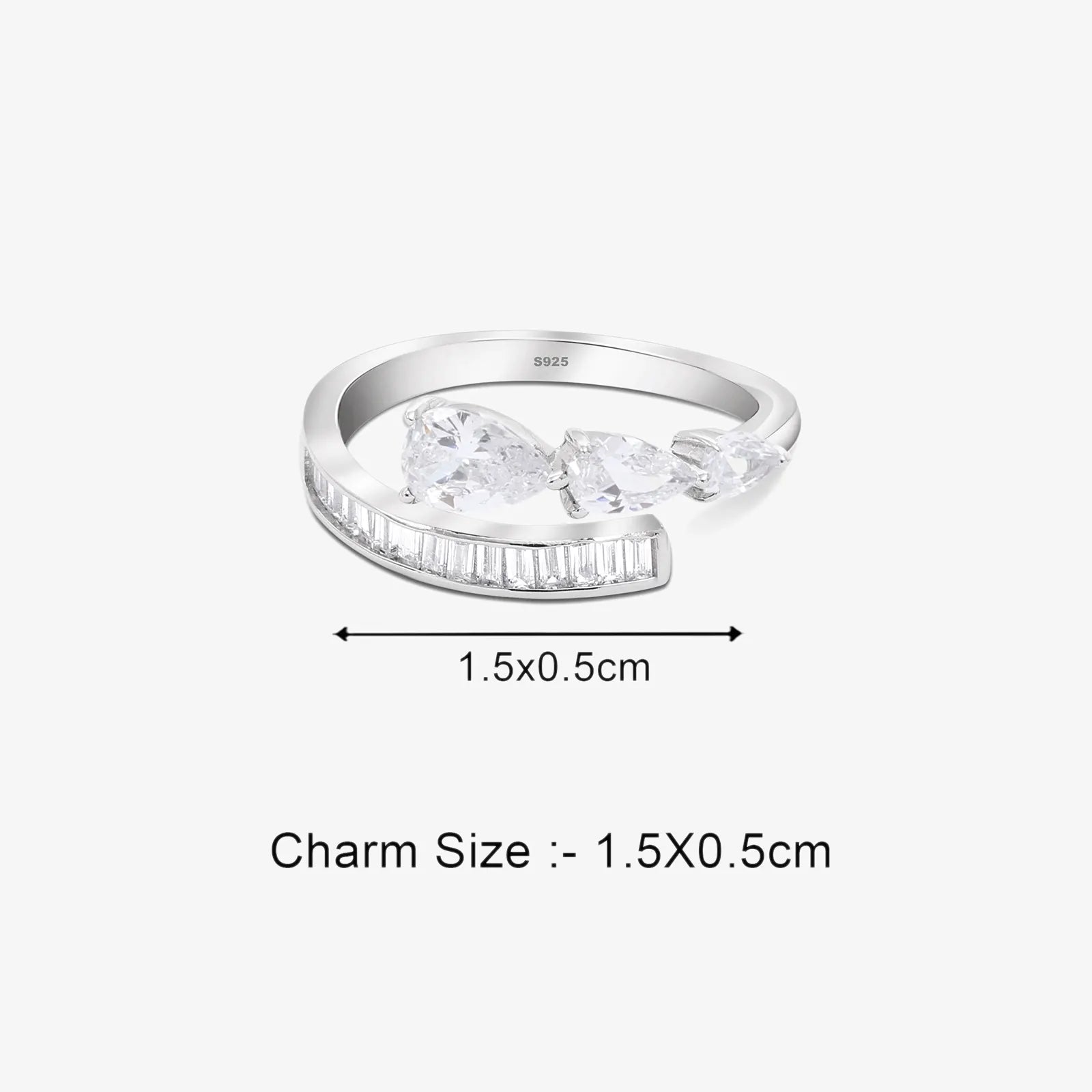 White Stone Studded Spiral Silver Ring - Tweov Jewels