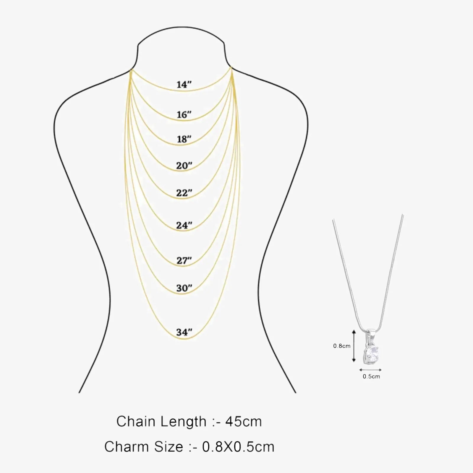 CZ Drop Pendant Chain for Women