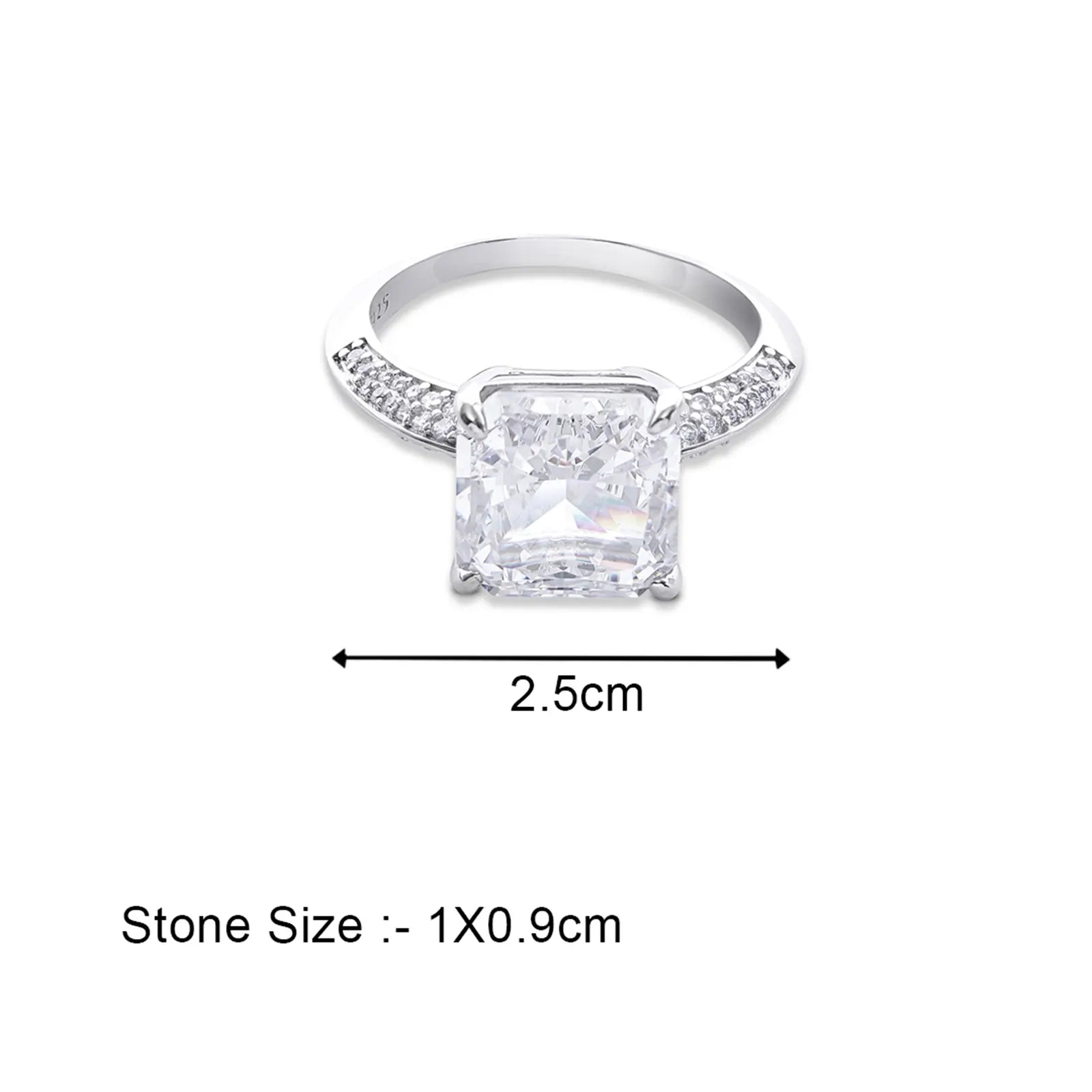 White Radiant Solitaire Ring For Women – 925 Sterling Silver Rhodium Plated