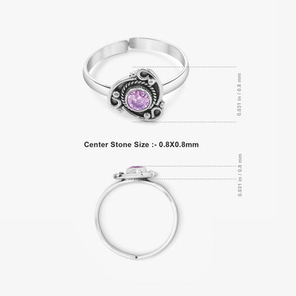 Silver Purple Triangular Toe Ring