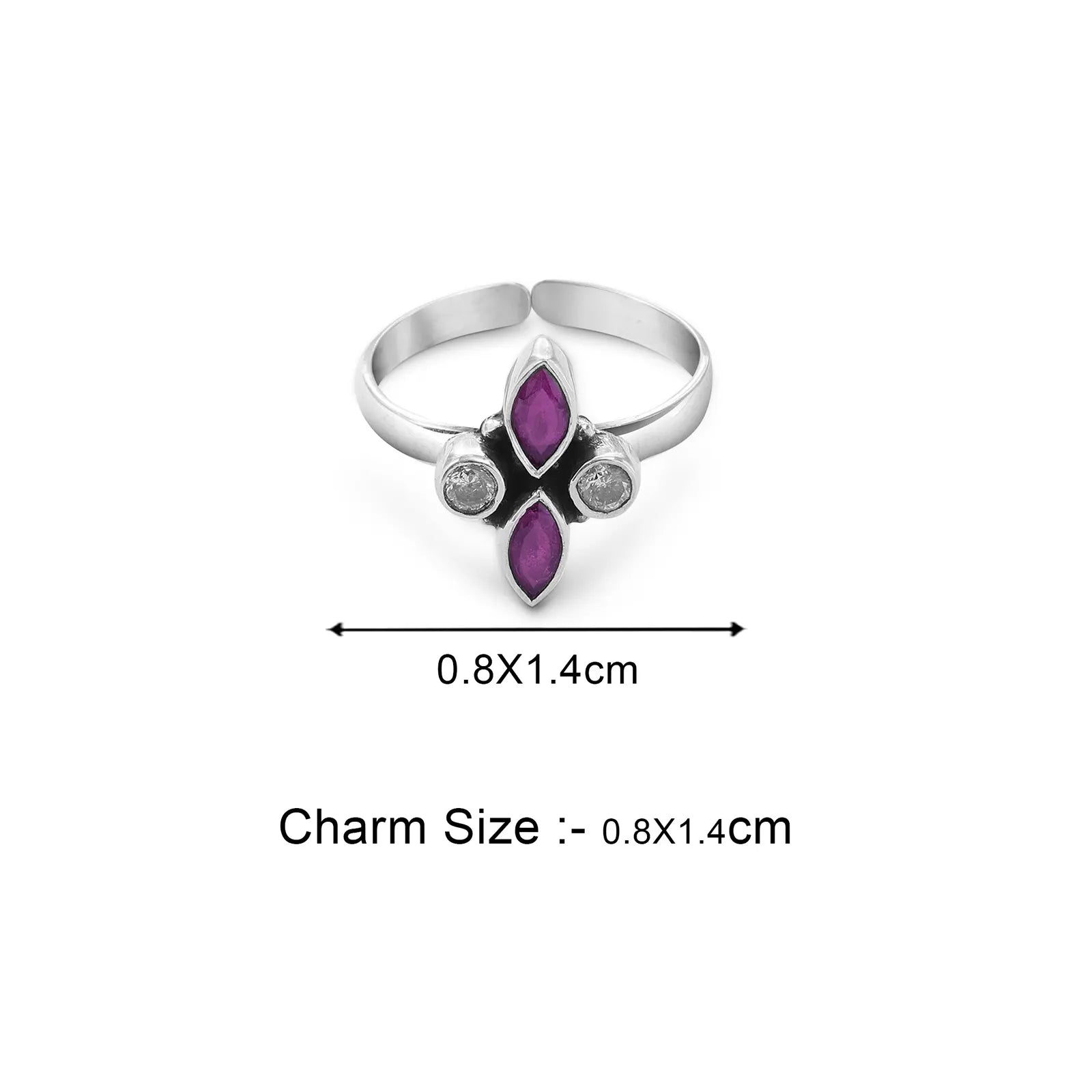 Ruby Marquise Floral Toe Ring For Women – 925 Sterling Silver Rhodium Plated