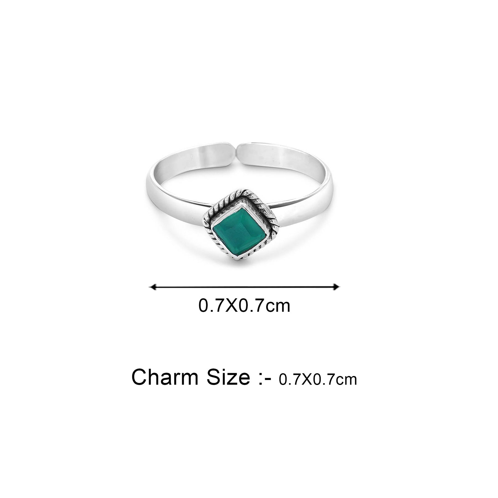 Silver Green Emerald Cut Toe Ring
