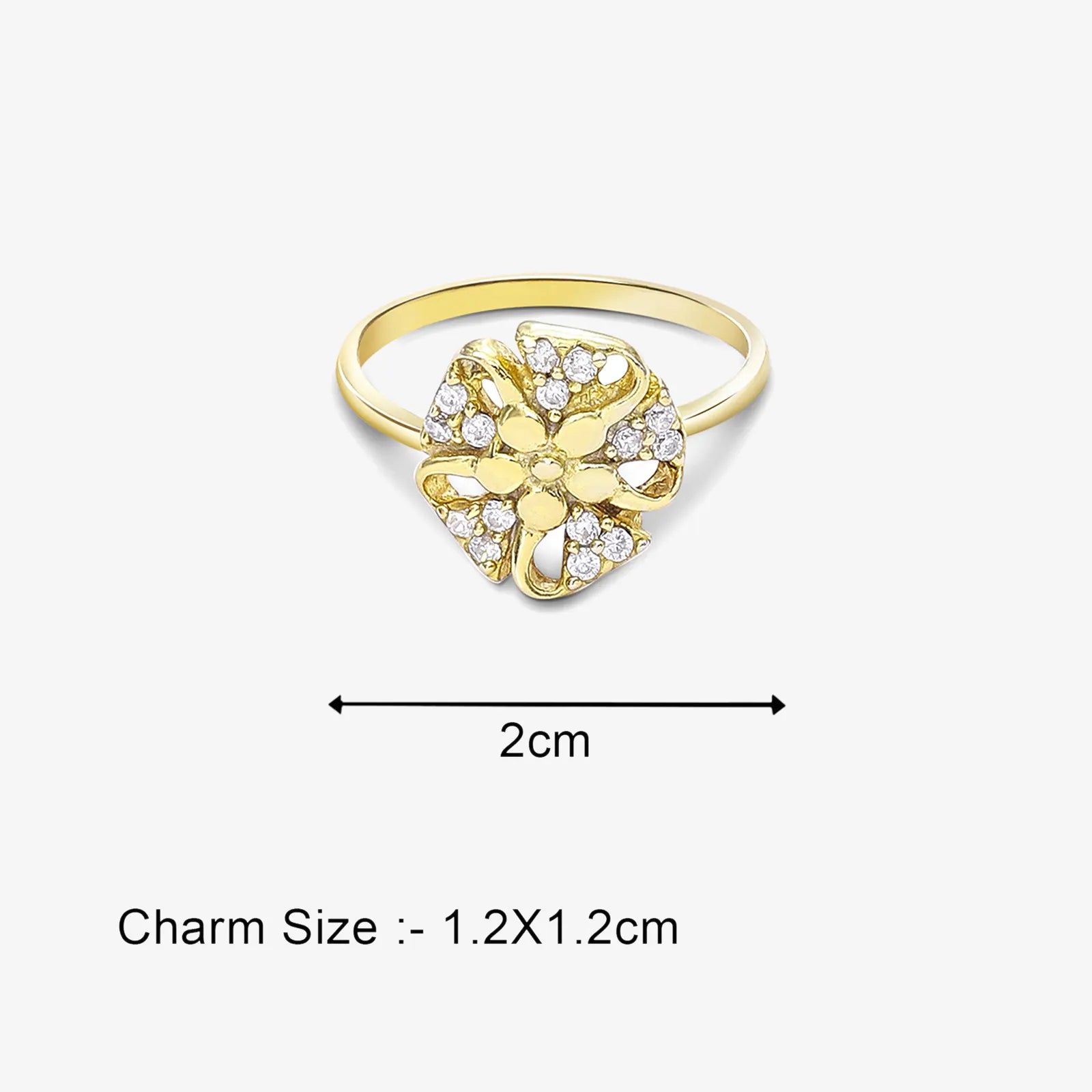 Gold Plated Designer Flower Silver Ring - Tweov Jewels