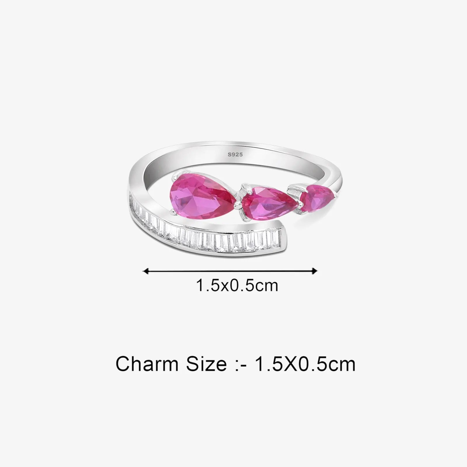Pink Stone Studded Spiral Silver Ring - Tweov Jewels