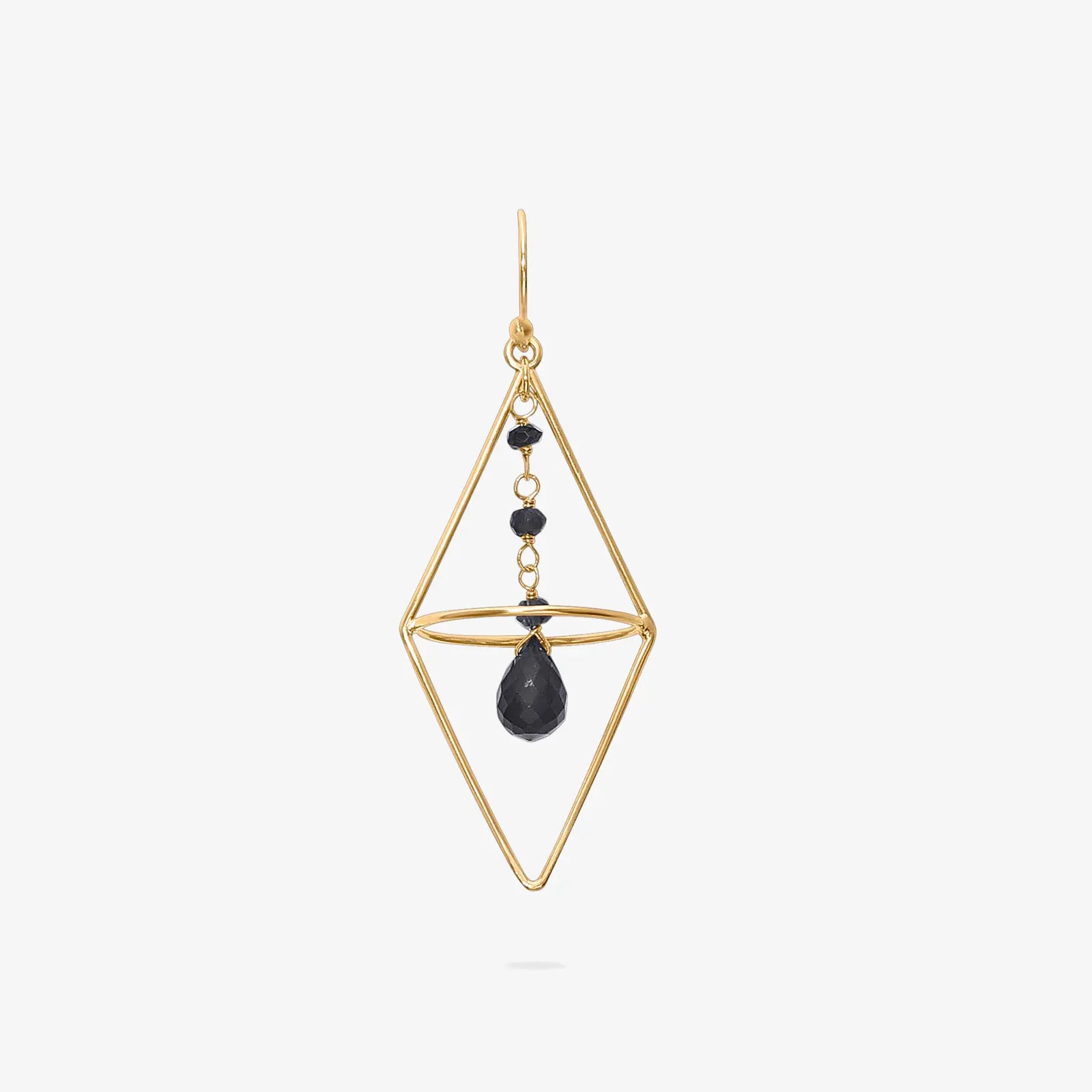 Pure Silver Earrings - Nested Gold Onyx Danglers - Tweov Jewels