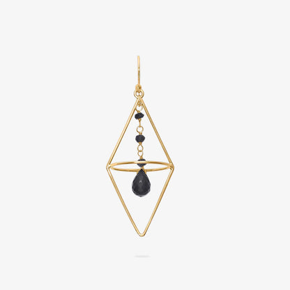 Pure Silver Earrings - Nested Gold Onyx Danglers - Tweov Jewels