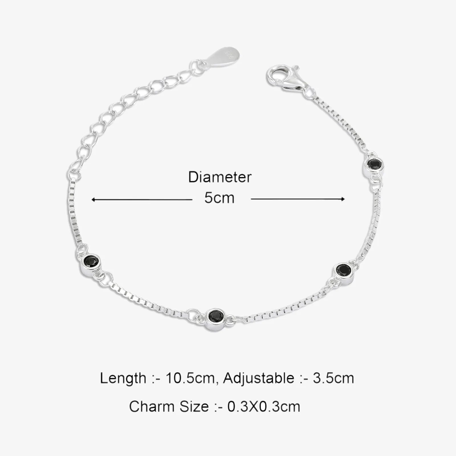 Silver Black Stone Box Chain Bracelet - Tweov Jewels