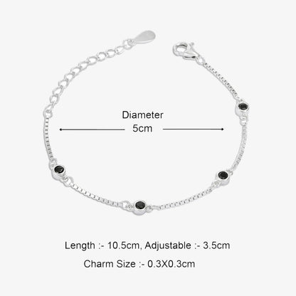 Silver Black Stone Box Chain Bracelet - Tweov Jewels