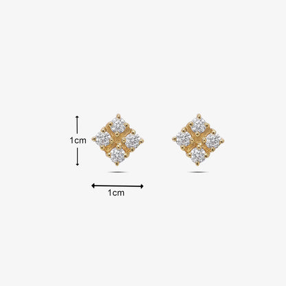 Gold Plated Square Designer Silver Stud Earrings - Tweov Jewels