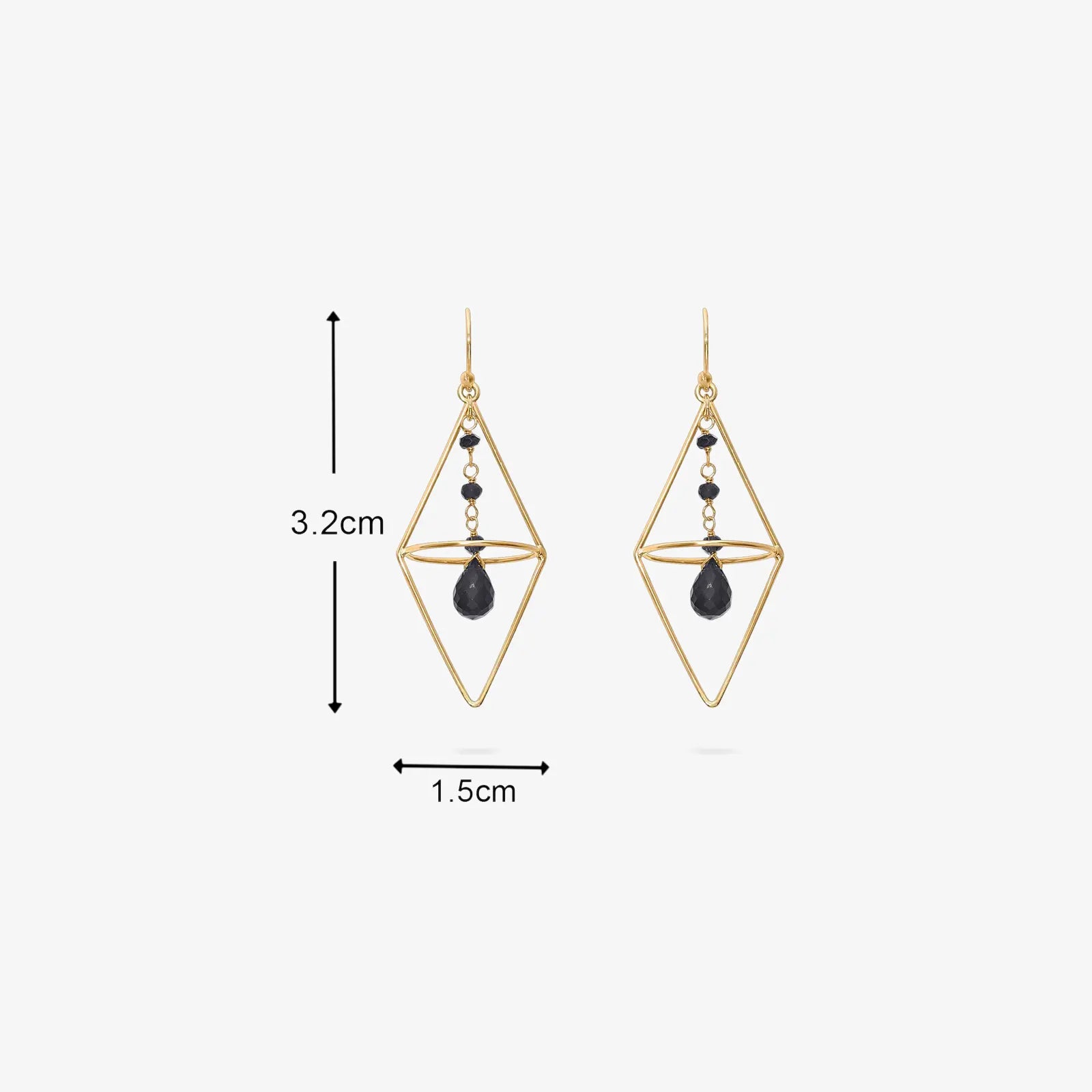 Pure Silver Earrings - Nested Gold Onyx Danglers - Tweov Jewels
