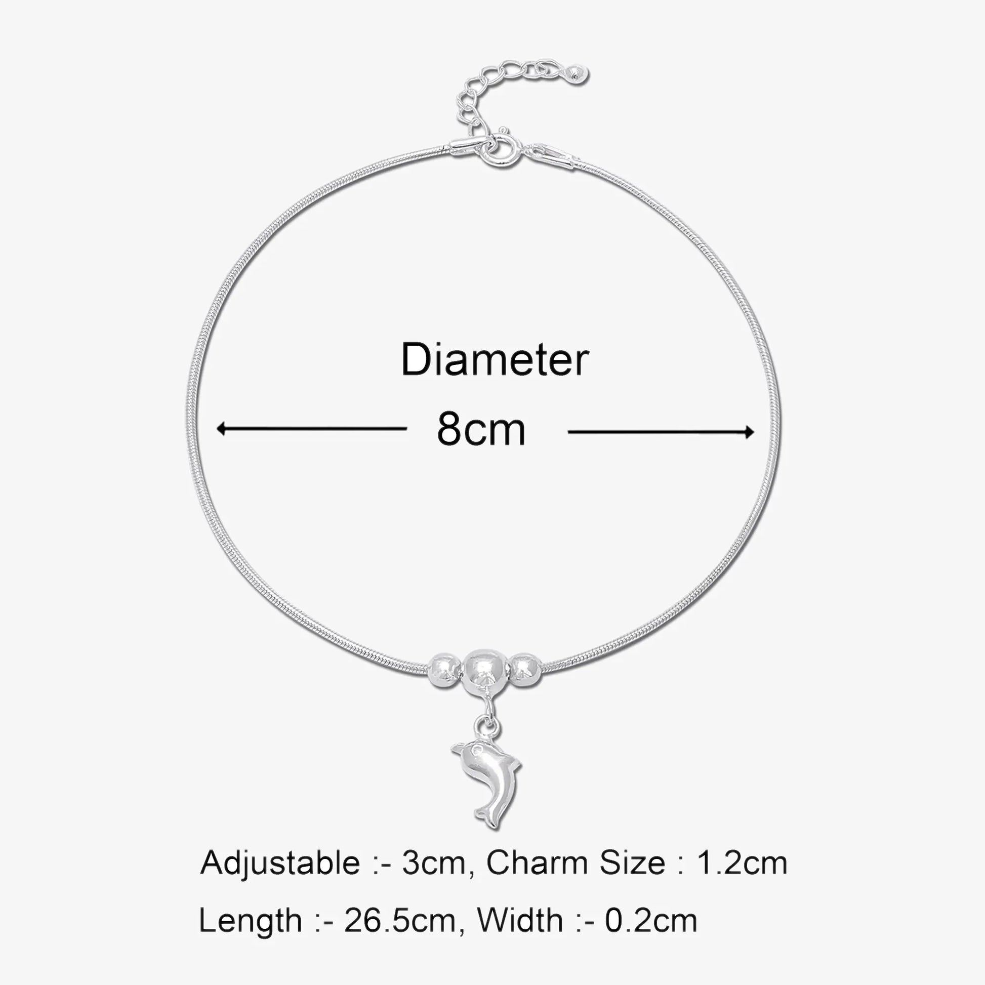 Dolphin Design Silver Chain Anklet - Tweov Jewels