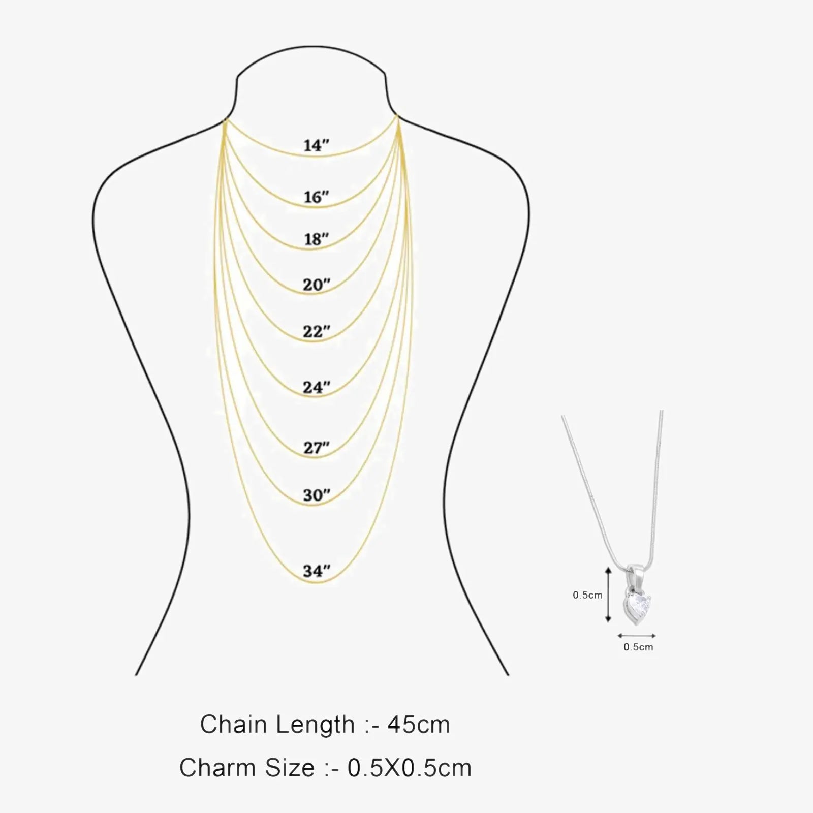 Solitaire Heart Pendant Chain for Women - Tweov Jewels