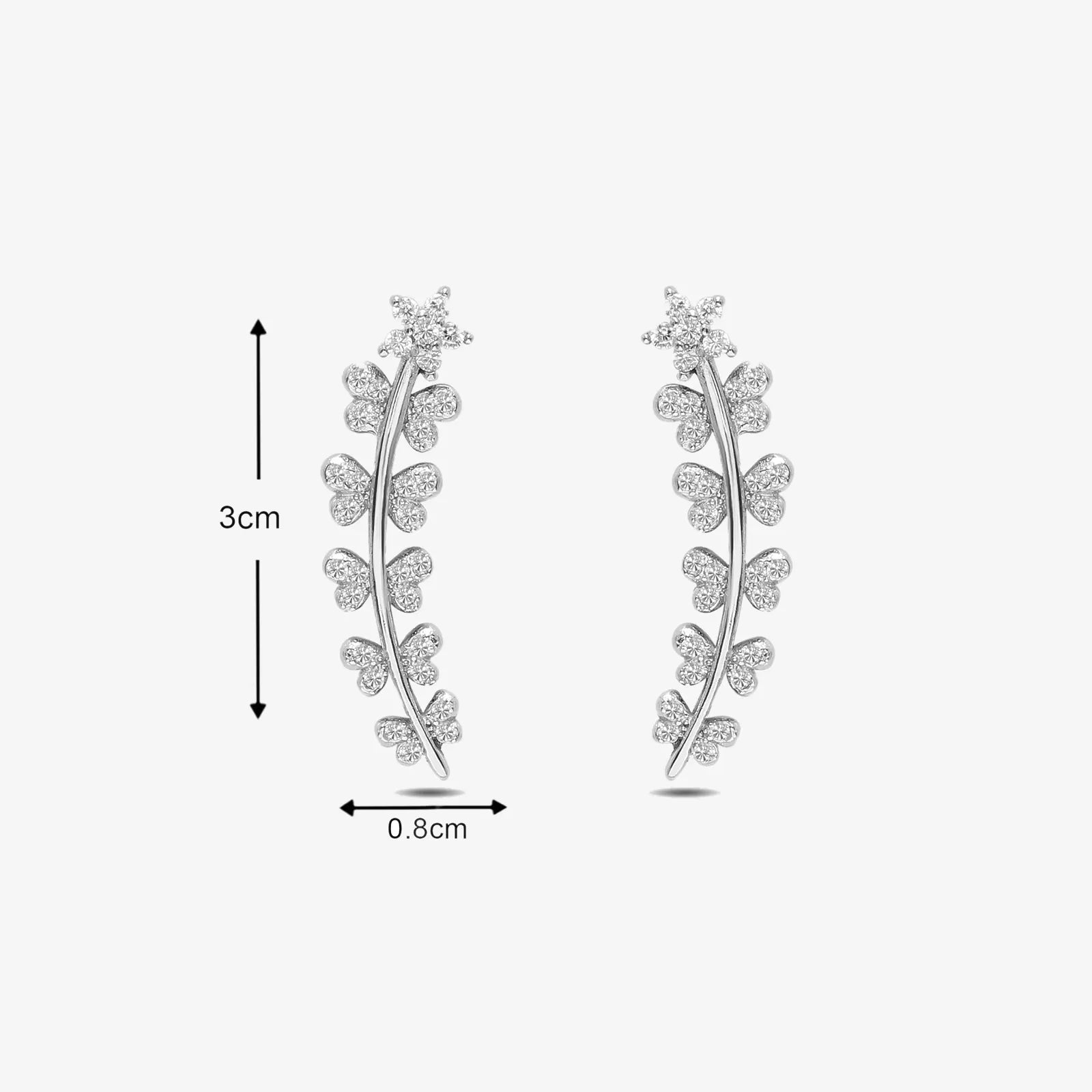 White Butterfly Silver Cuff Earrings - Tweov Jewels