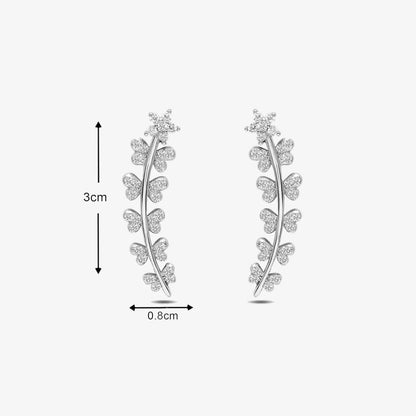White Butterfly Silver Cuff Earrings - Tweov Jewels