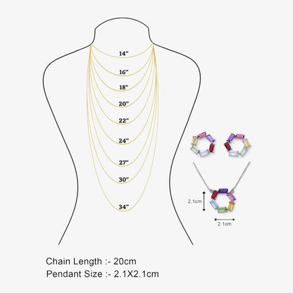 Multicolor Round Silver Pendant & Earring Sets - Tweov Jewels