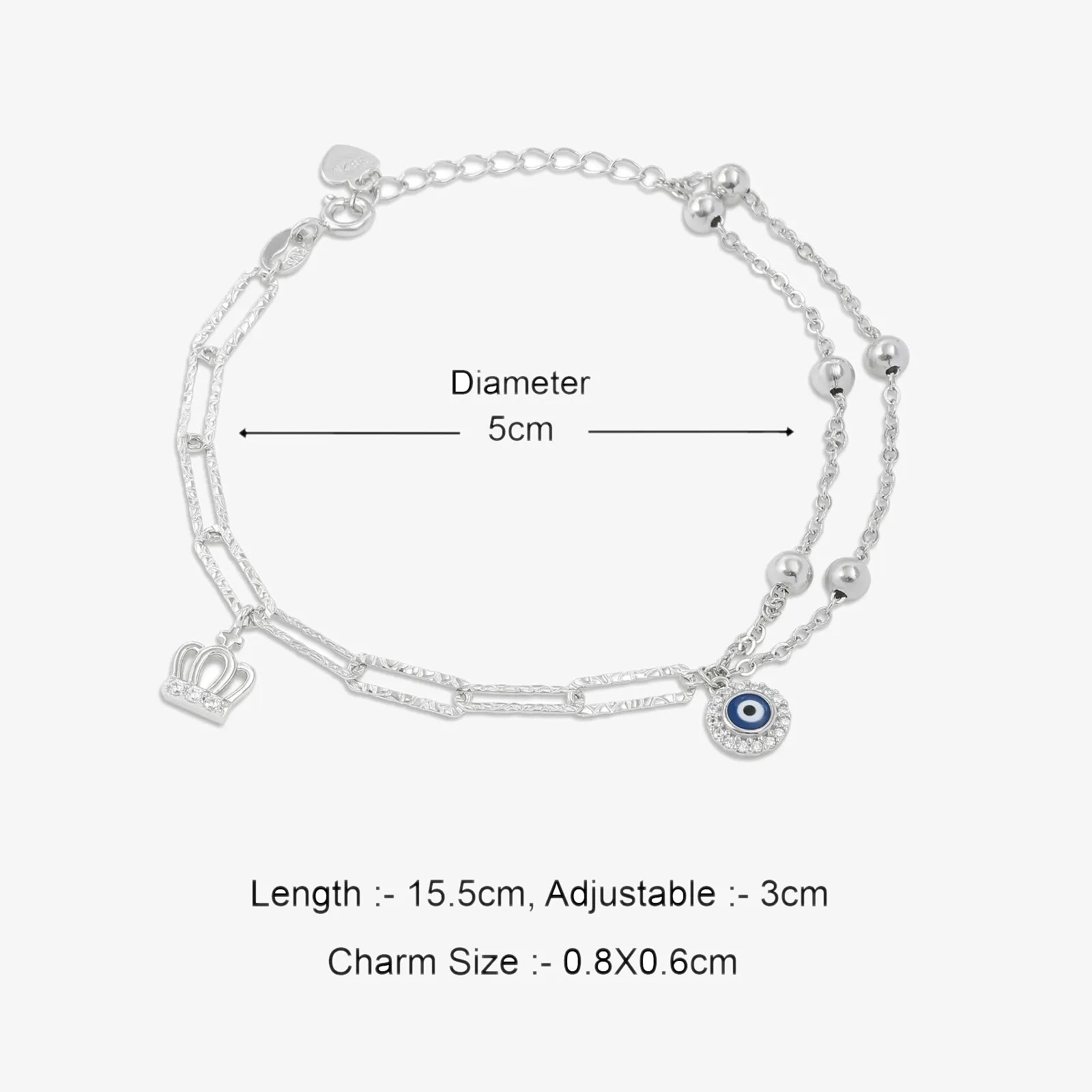 Evil Eye Queen Silver Chain Bracelet - Tweov Jewels