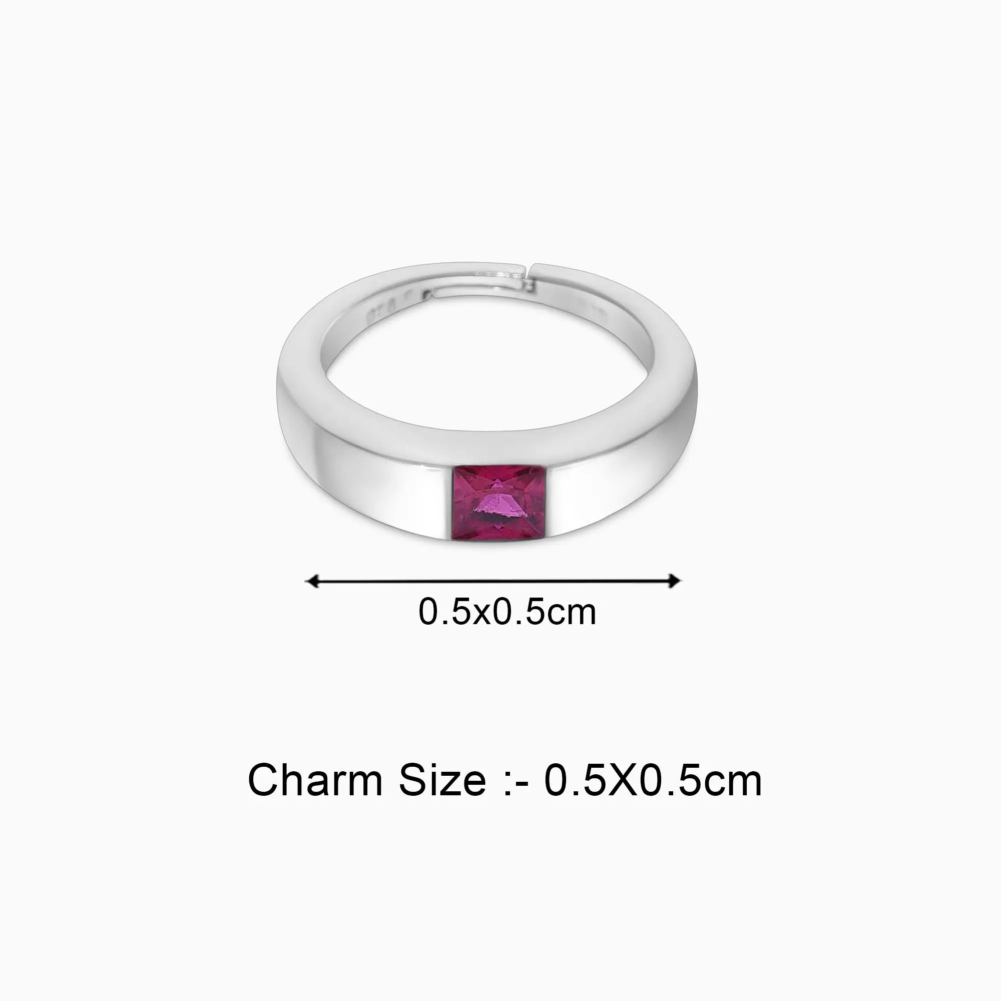 Silver Pink Ruby Stone Finger Band Ring - Tweov Jewels