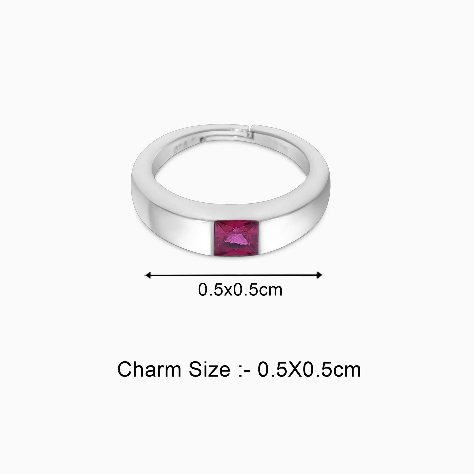 Silver Pink Ruby Stone Finger Band Ring - Tweov Jewels