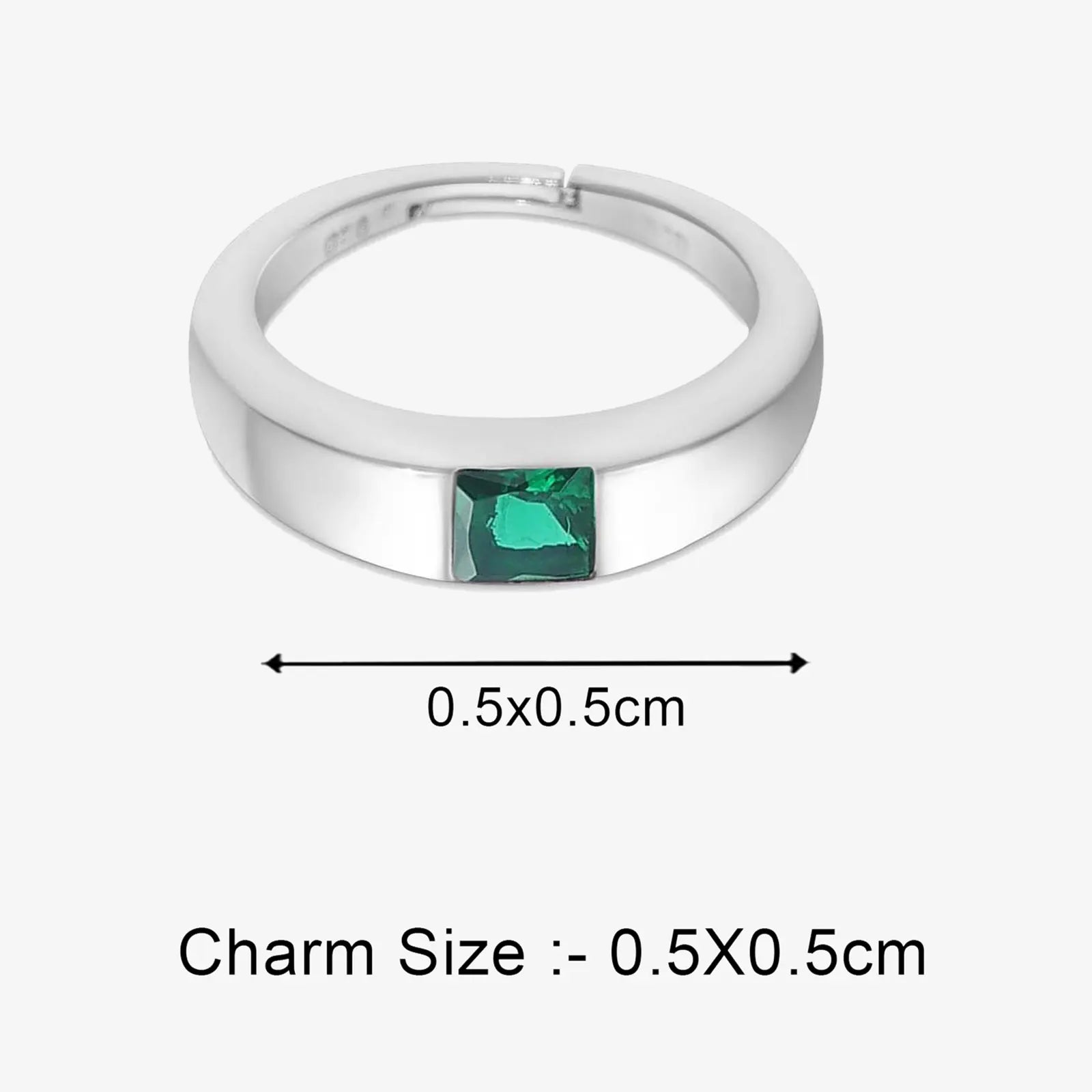 Silver Green Stone Finger Ring - Tweov Jewels