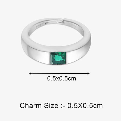 Silver Green Stone Finger Ring - Tweov Jewels