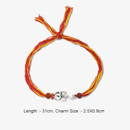 Trishul Damru Silver Rakhi for Brother - Tweov Jewels