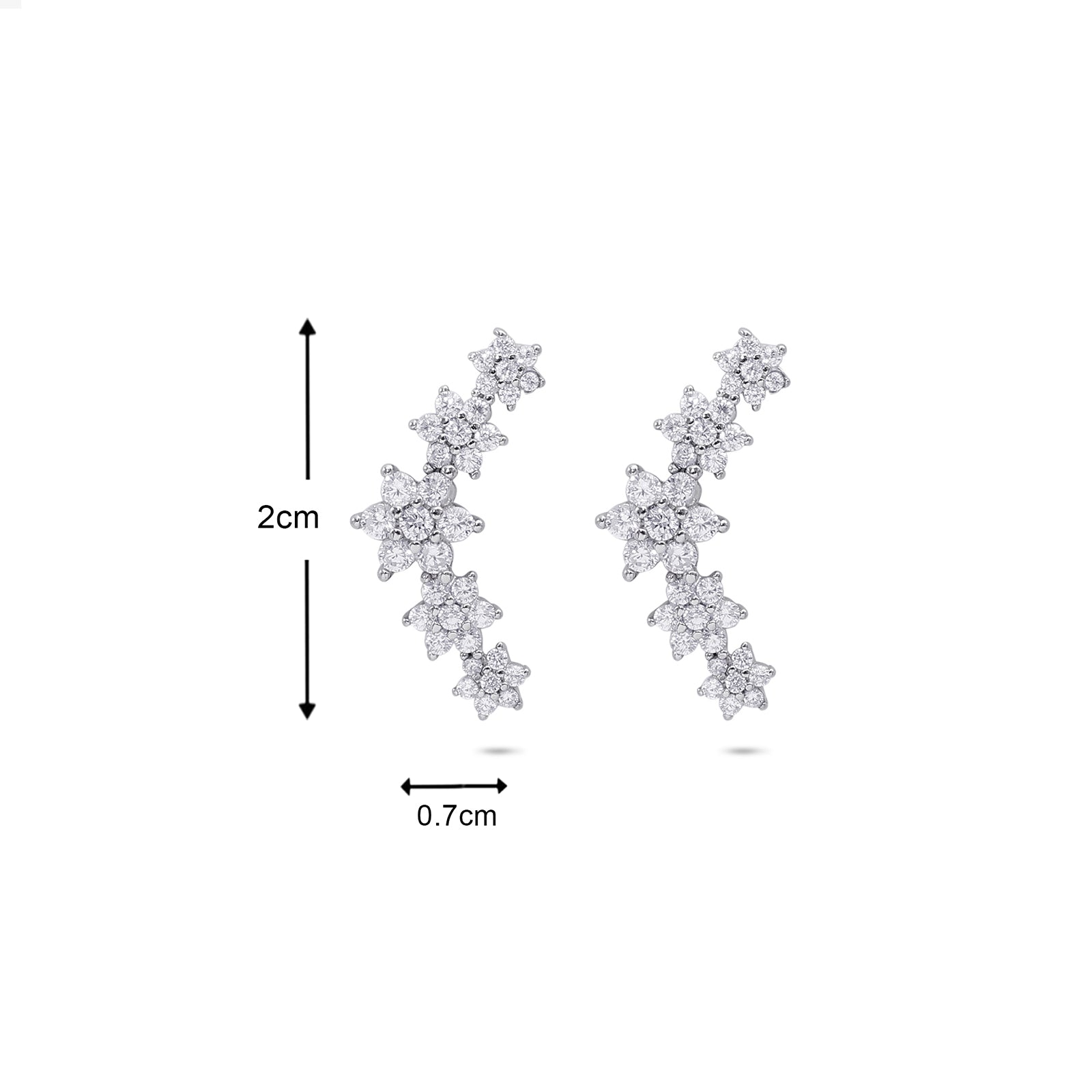 Floral Design Silver Cuff Earrings for Women - Tweov Jewels