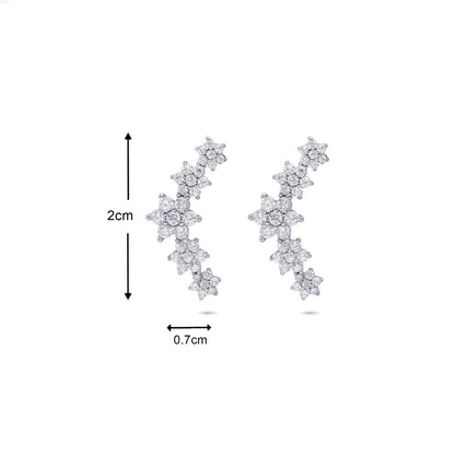 Floral Design Silver Cuff Earrings for Women - Tweov Jewels