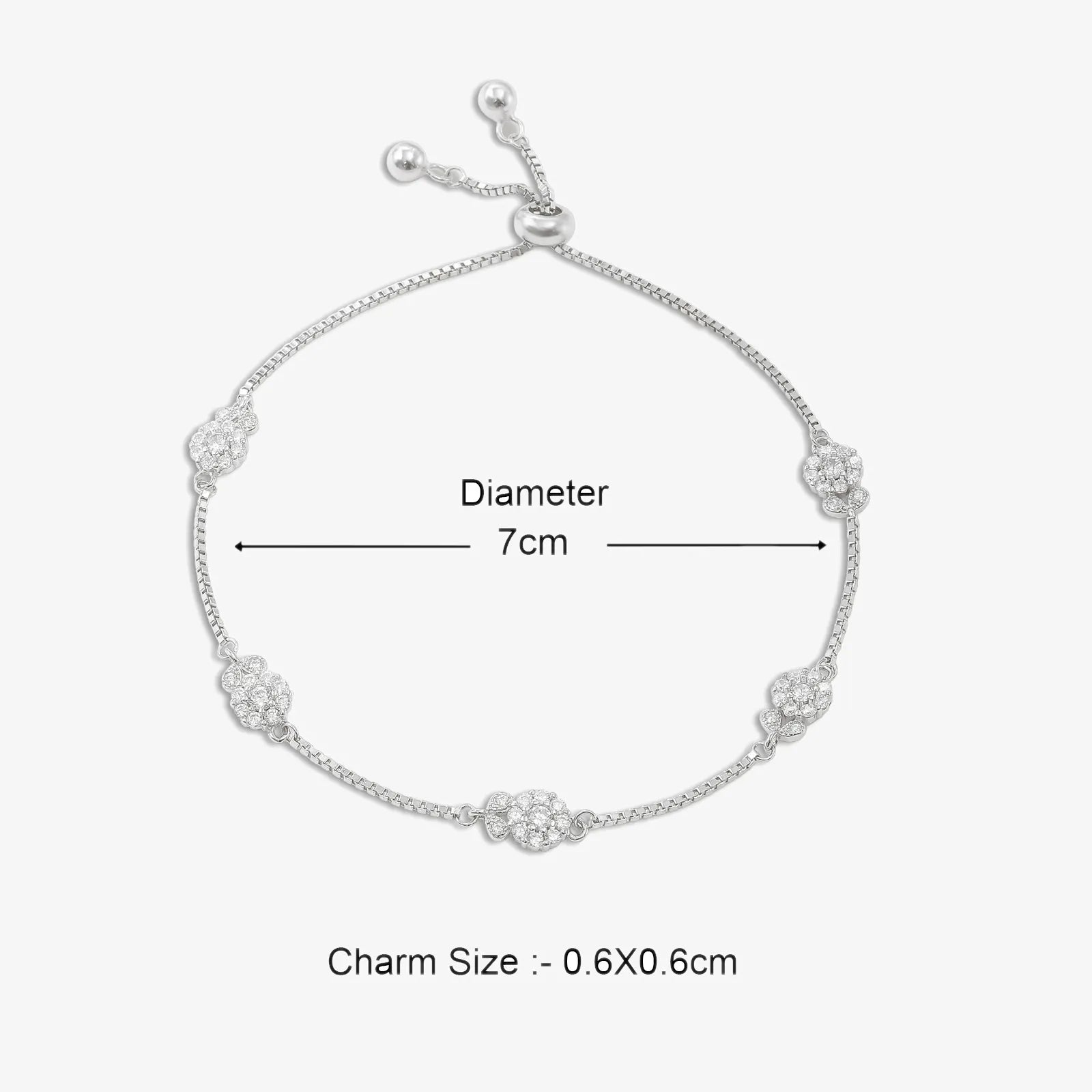 Floral Leaf Design Box Chain Silver Bracelet - Tweov Jewels