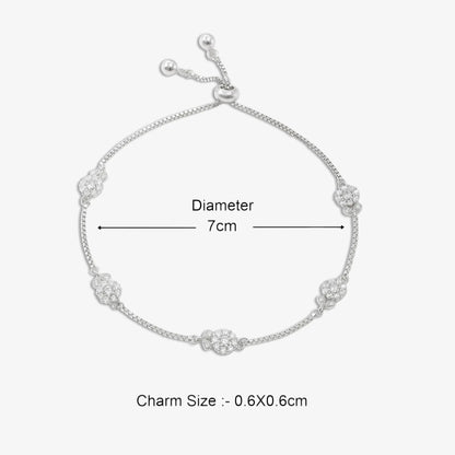 Floral Leaf Design Box Chain Silver Bracelet - Tweov Jewels